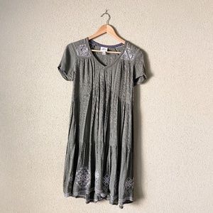 Knox Rose Olive Green Embroidered Short Sleeve Dress Size M